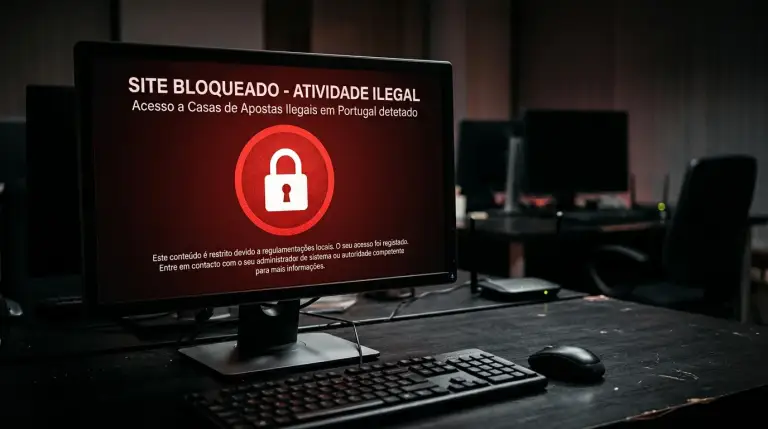 Ecrã de computador com símbolo de aviso e cadeado de segurança